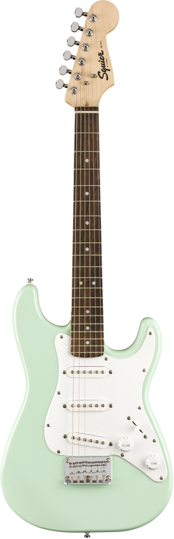 Squier FSR Mini Stratocaster, Laurel Fingerboard, White Pickguard, Surf Green