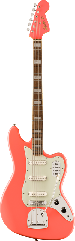 Squier FSR Classic Vibe Bass VI, Laurel Fingerboard, Mint Pickguard, Matching Headstock, Tahitian Coral