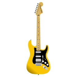 Squier FSR Affinity Series Stratocaster HSS, Maple Fingerboard, Black Pickguard, White Plastic Parts, Graffiti Yellow