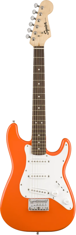 Squier FSR Mini Stratocaster, Laurel Fingerboard, White Pickguard, Competition Orange