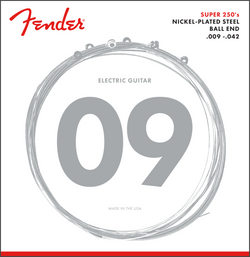 Fender Super 250 Guitar Strings, Nickel Plated Steel, Ball End, 250L Gauges .009-.042