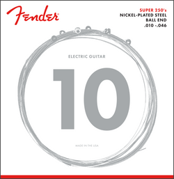 Fender Super 250 Guitar Strings, Nickel Plated Steel, Ball End, 250R Gauges .010-.046