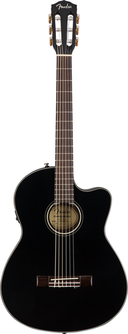Fender CN-140SCE Nylon Thinline, Walnut Fingerboard, Black w/case