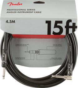 Fender Professional Series Instrument Cables, Straight/Angle, 15', Black
