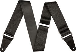 Fender Tooled Leather Guitar Strap, Black, 2