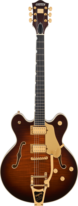 Gretsch Broadkaster LX Figured Center Block with String-Thru Bigsby and Gold Hardware, Ebony Fingerboard, Havana Burst