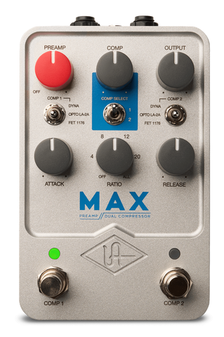 Universal Audio UAFX MAX Preamp + Dual Compressor Pedal top view