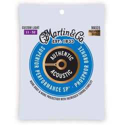 Martin MA535 Authentic SP Custom Light Phosphor Bronze Acoustic Guitar Strings 11-52