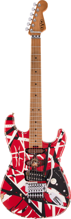 EVH Striped Series Frankenstein™ Frankie, Maple Fingerboard, Red with Black Stripes Relic