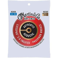 Martin Authentic Treated Acoustic Guitar Strings, Medium, 13-56