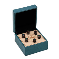 Taylor Custom Bridge Pin Set - Brown with Green Opal