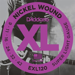 D'Addario EXL120-10P Nickel Wound Electric Guitar Strings, Super Light, 9-42, 10 Sets