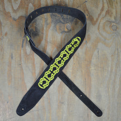 Colonial Leather Double Embroidered Suede Strap - Green Celtic Knot