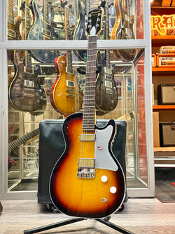 Harmony Factory Special Jupiter Thinline Quilt Maple Top Electric Guitar w/Case, 3 Tone Sunburst