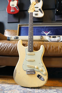 Pre-Owned Fender Masterbuilt By Austin MacNutt 1963 Stratocaster Journeyman Relic Blonde 3A Flame Neck