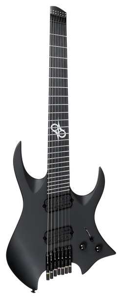 Solar H2.7C Headless 7-String Guitar, Carbon Black