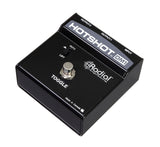 Radial HotShot DM-1 dynamic microphone switcher with a momentary toggle footswitch right side