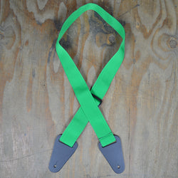 Colonial Leather Lime Green Webbing with Heavy Duty Leather Ends Guitar Strap