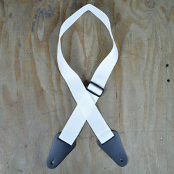 Colonial Leather White Webbing with Heavy Duty Leather Ends Guitar Strap