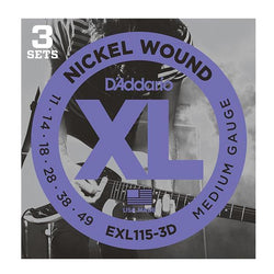 D'Addario EXL115-3D [3 Pack] - Medium Electric Guitar Strings