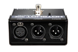 Radial HotShot DM-1 dynamic microphone switcher with a momentary toggle footswitch rear view