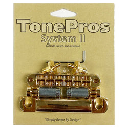 TonePros LPM04 Standard Tune-O-Matic Tailpiece set (Small posts/ Notched saddles) - Gold