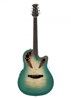 Ovation Celebrity Elite Exotic - Mint Green/Natural Burst On Exotic Quilted Maple