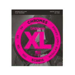 D'Addario ECB81S Chromes Bass Guitar Strings, Light, 45-100, Short Scale