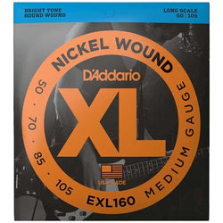 D'Addario EXL160 Nickel Wound Bass Guitar Strings, Medium, 50-105, Long Scale