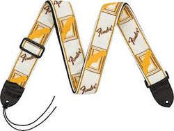 Fender 2in Monogrammed Strap, White/Brown/Yellow