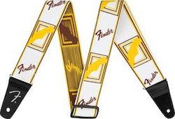 Fender Weighless 2in Monogrammed Strap, White/Brown/Yellow