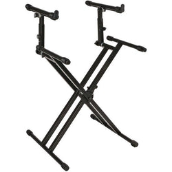 Quik Lok QL742 Pro Heavy-Duty Double-Brace Double-Tier X-Style Keyboard Stand