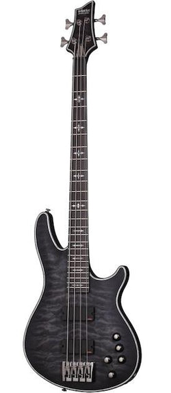 Schecter Hellraiser Extreme 4 See Thru Black Satin Bass Guitar.