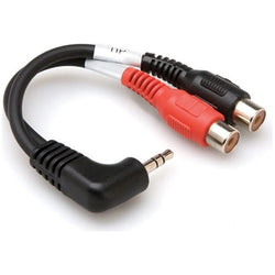 Hosa YRA-167 Stereo 3.5mm Mini Male Angled to 2 RCA Female Y-Cable - 6